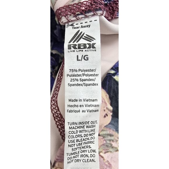 NEW RBX High Waisted Ankle Length Leggings Size Large Purple Floral Stretch NWT - Picture 10 of 13